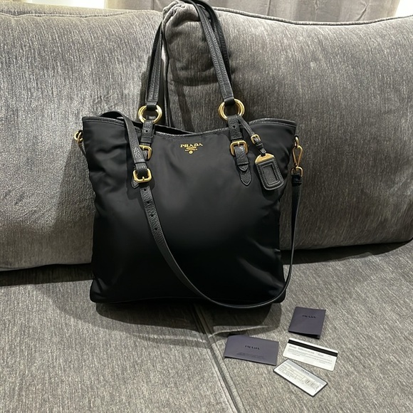 Prada Vitello Daino-Trimmed Tessuto Tote - Picture 5 of 16